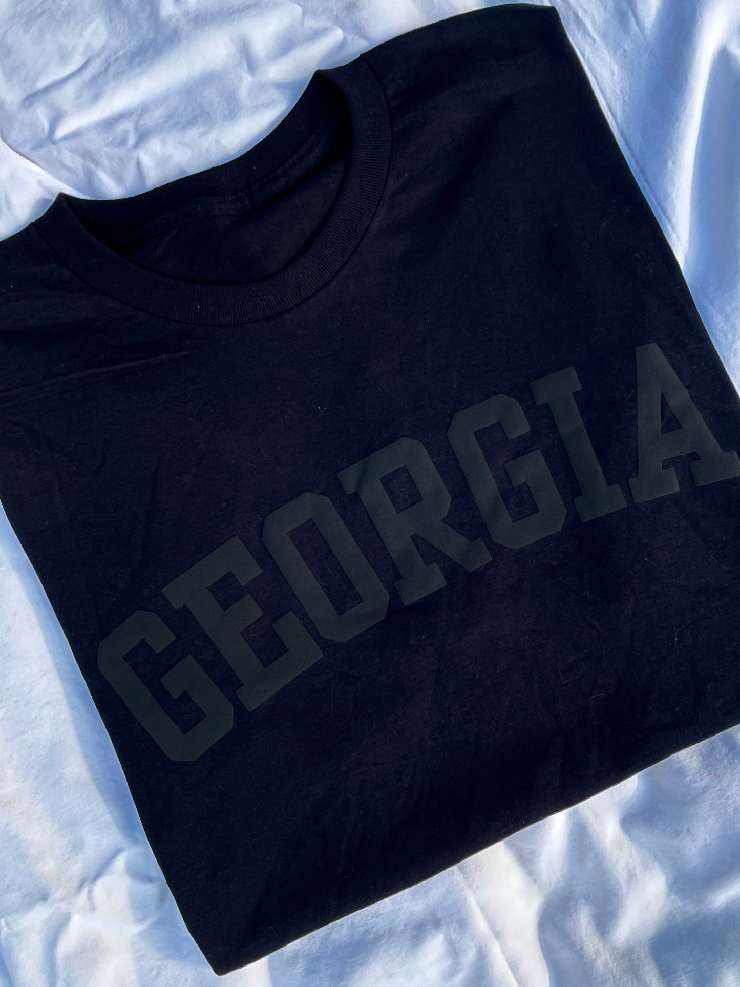 Black on Black Georgia Puff Print - Short Sleeve Tee