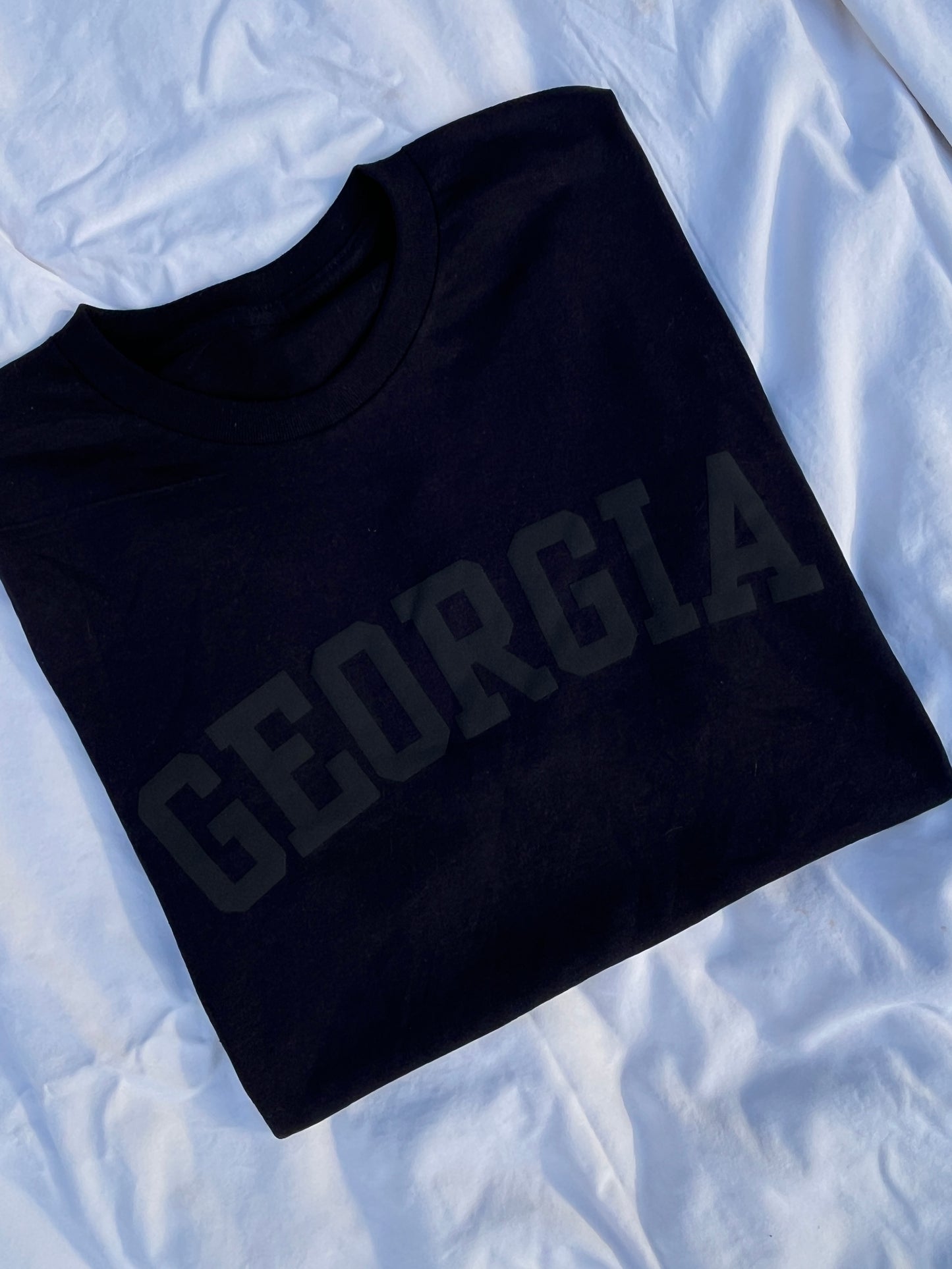 Black on Black Georgia Puff Print - Short Sleeve Tee