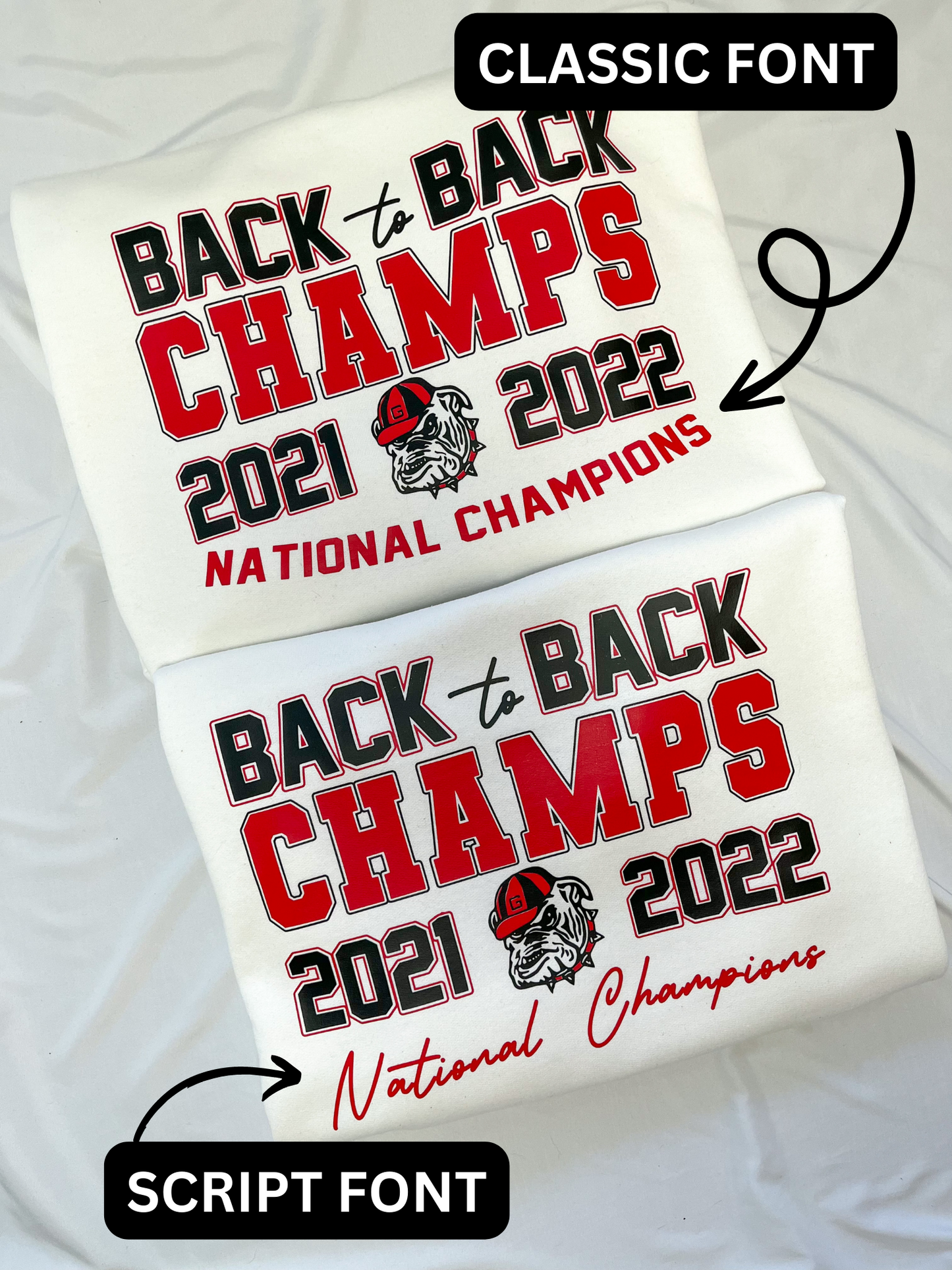21' + 22' NATIONAL CHAMPS (*SCRIPT FONT*)