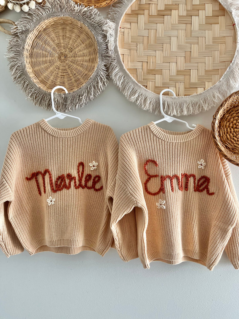 Kids Personalized Hand Embroidered Sweater *PRE ORDER*