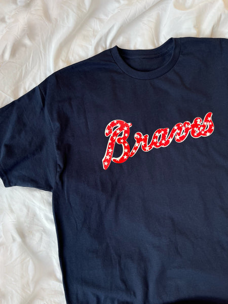 Atlanta Braves Baseball Flag Tee Shirt 3T / Navy Blue