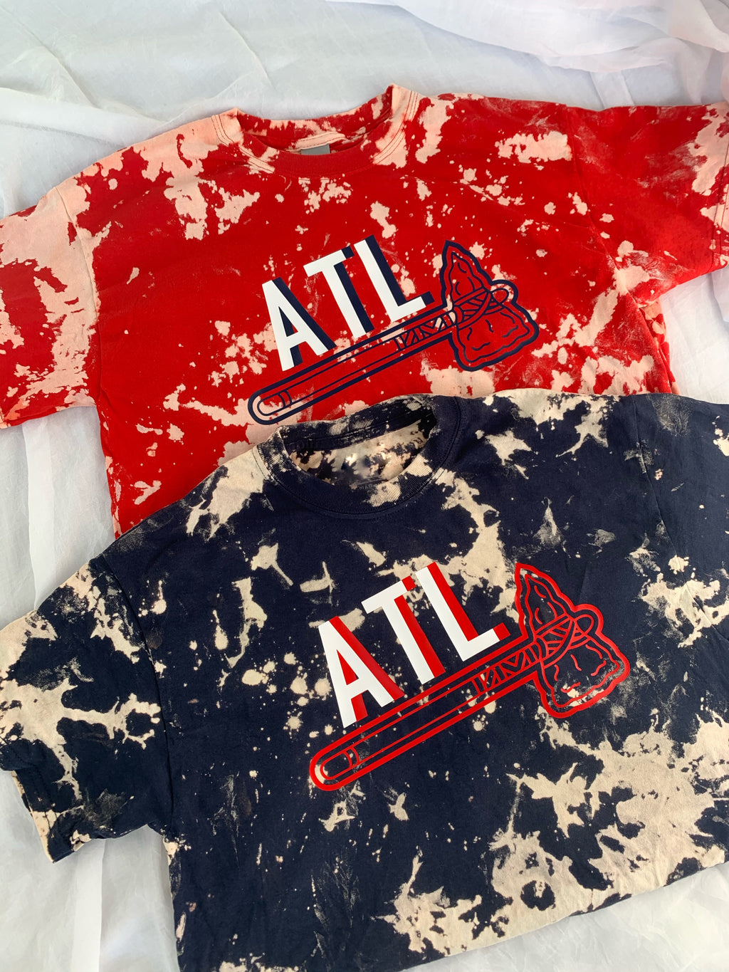 Youth Atlanta Braves Navy/Red Tie-Dye Throwback T-Shirt