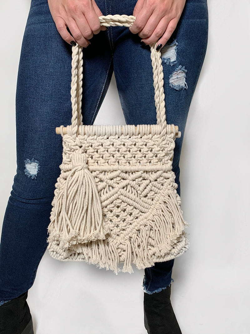 Macrame Bag with Wooden Handle - Global Crafts Wholesale